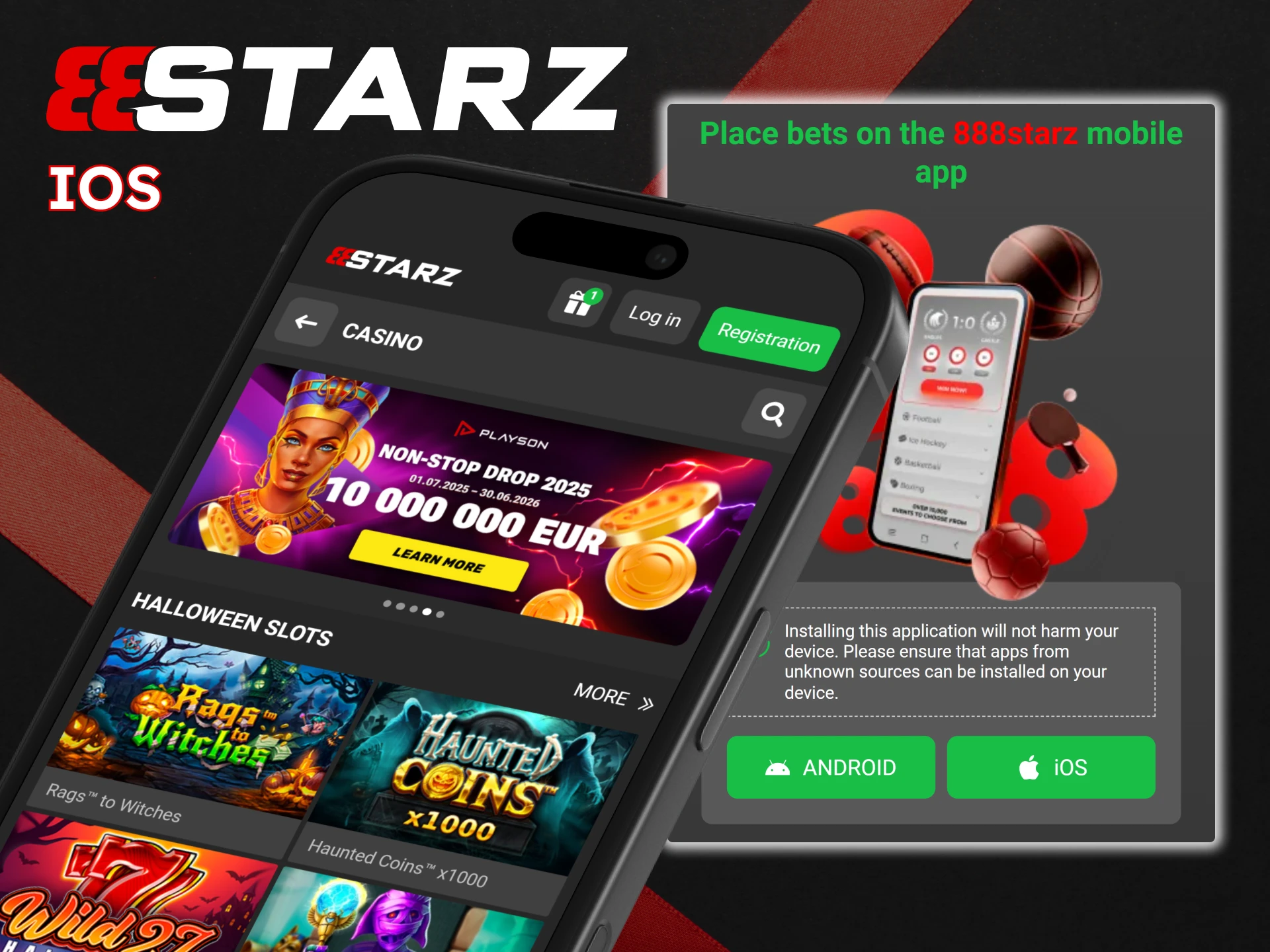 Download the 888Starz iOS app to place bets from your phone.