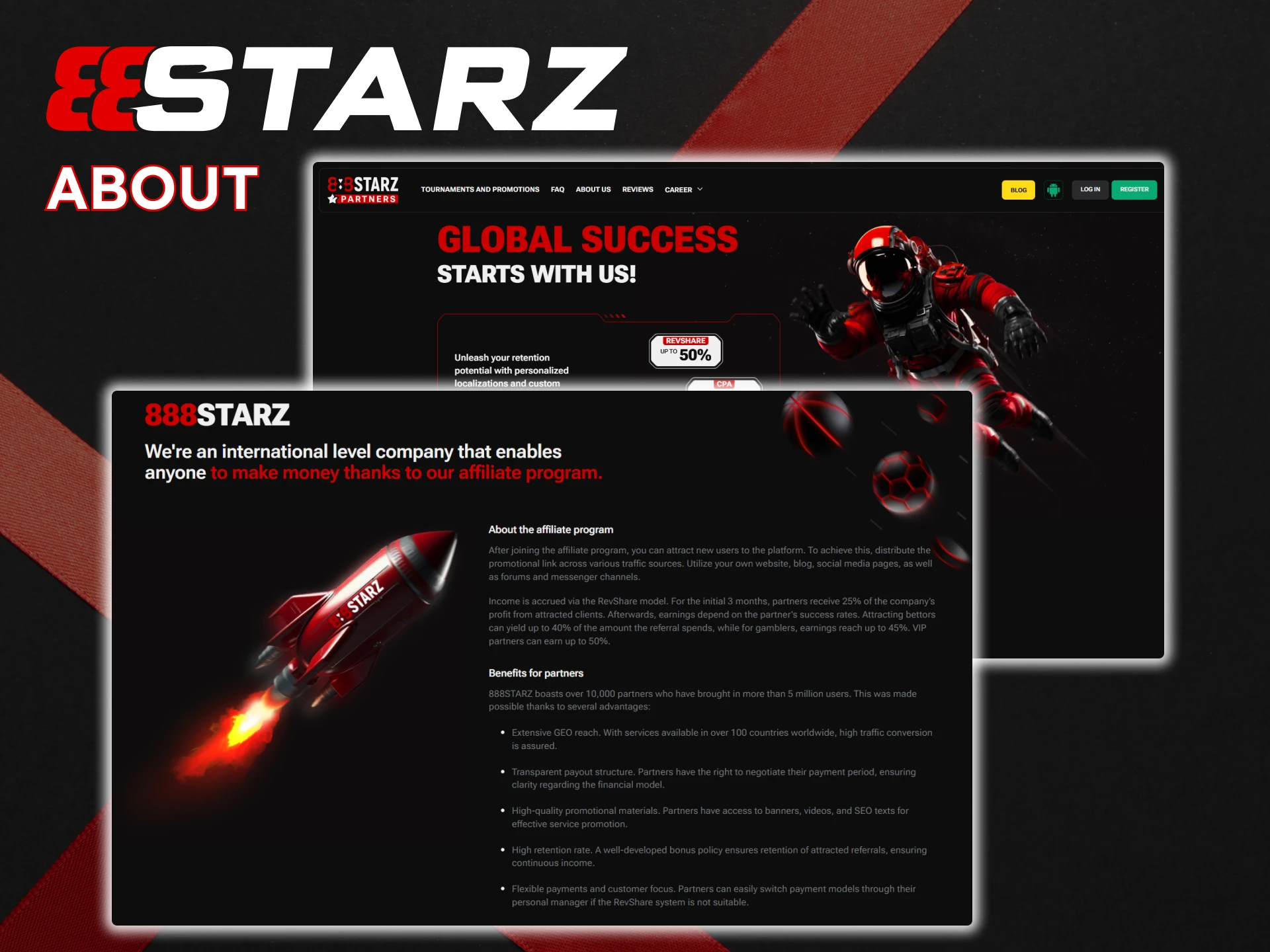Check out the main information about the 888Starz affiliate program.