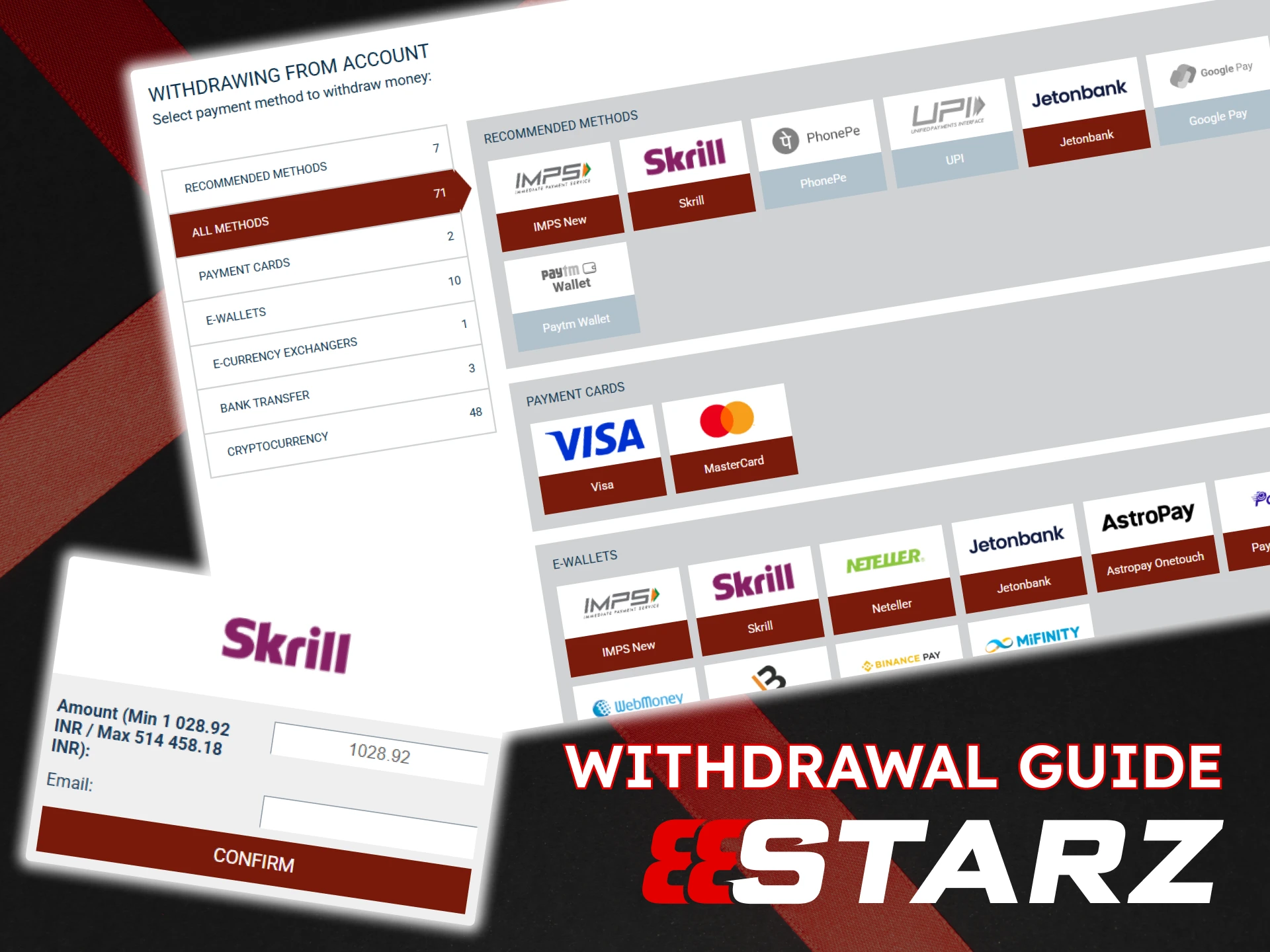 See the steps to withdraw money from 888Starz.