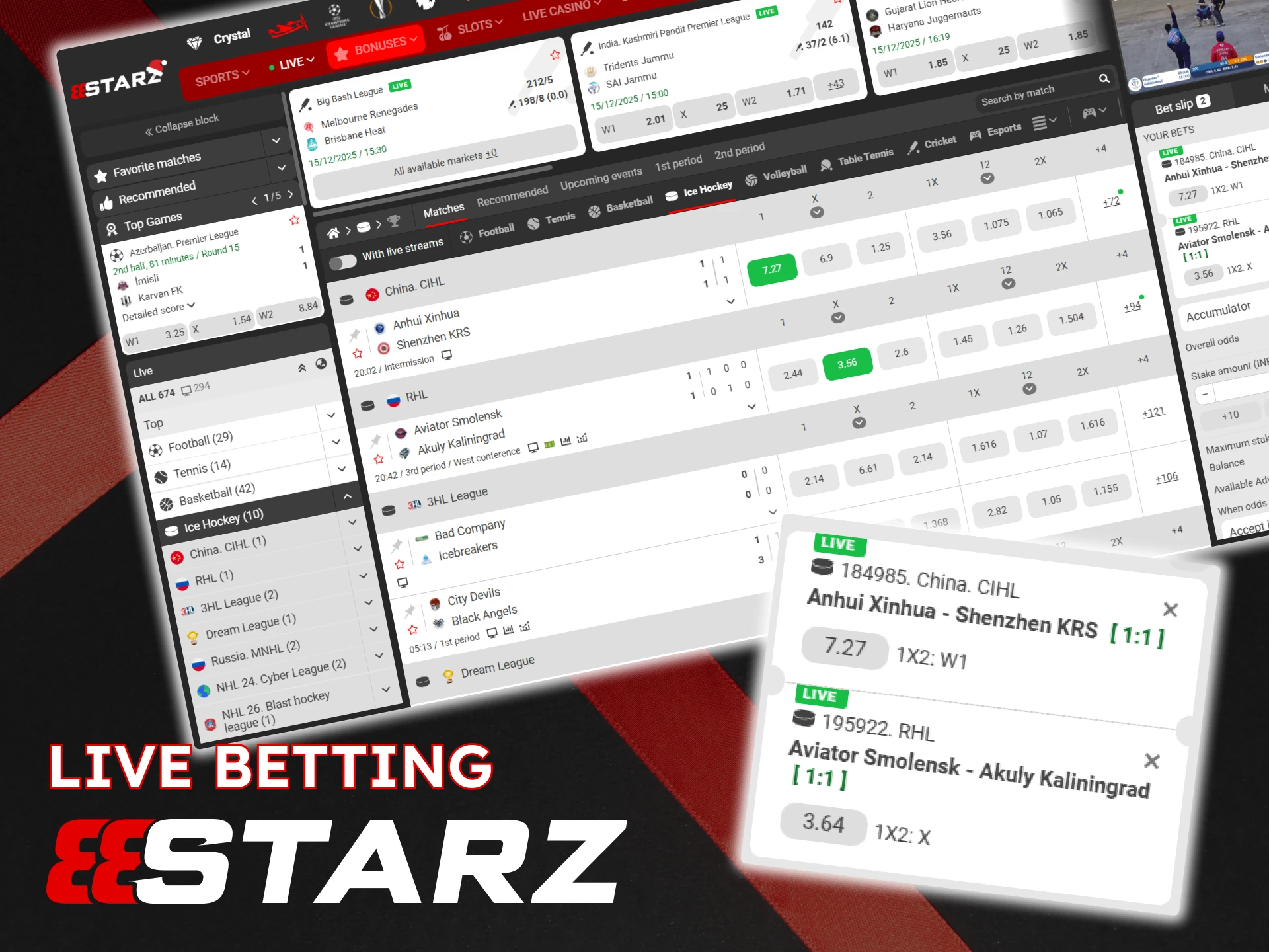 Live ice hockey betting is available at 888Starz.