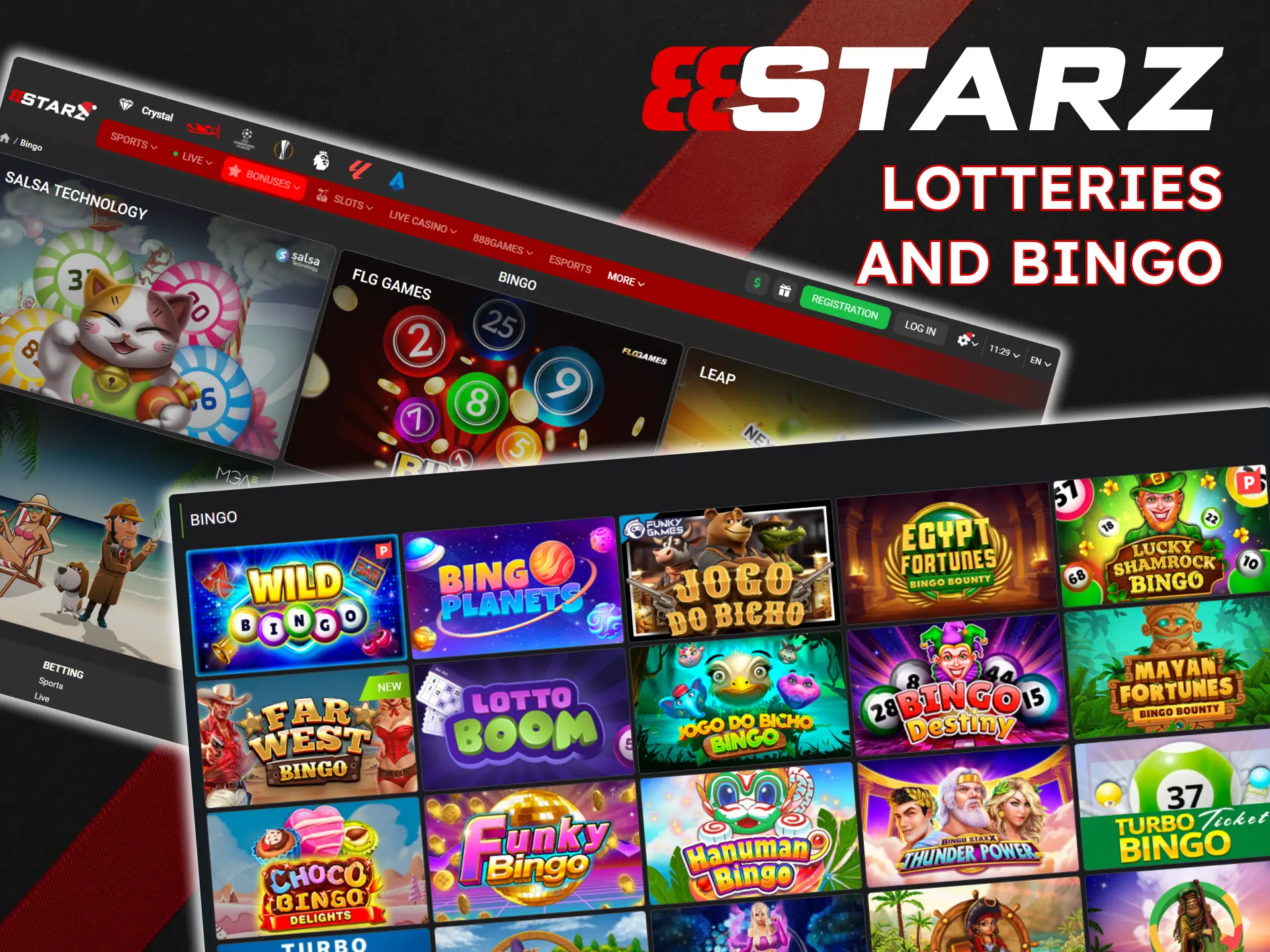 Have fun with lotteries and bingo games on the 888Starz website.