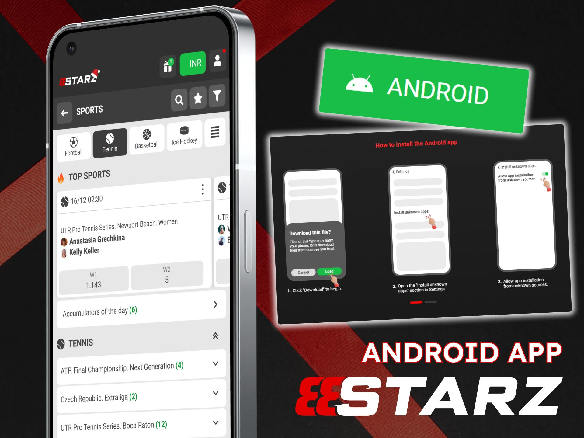 Install the 888Starz app for Android.