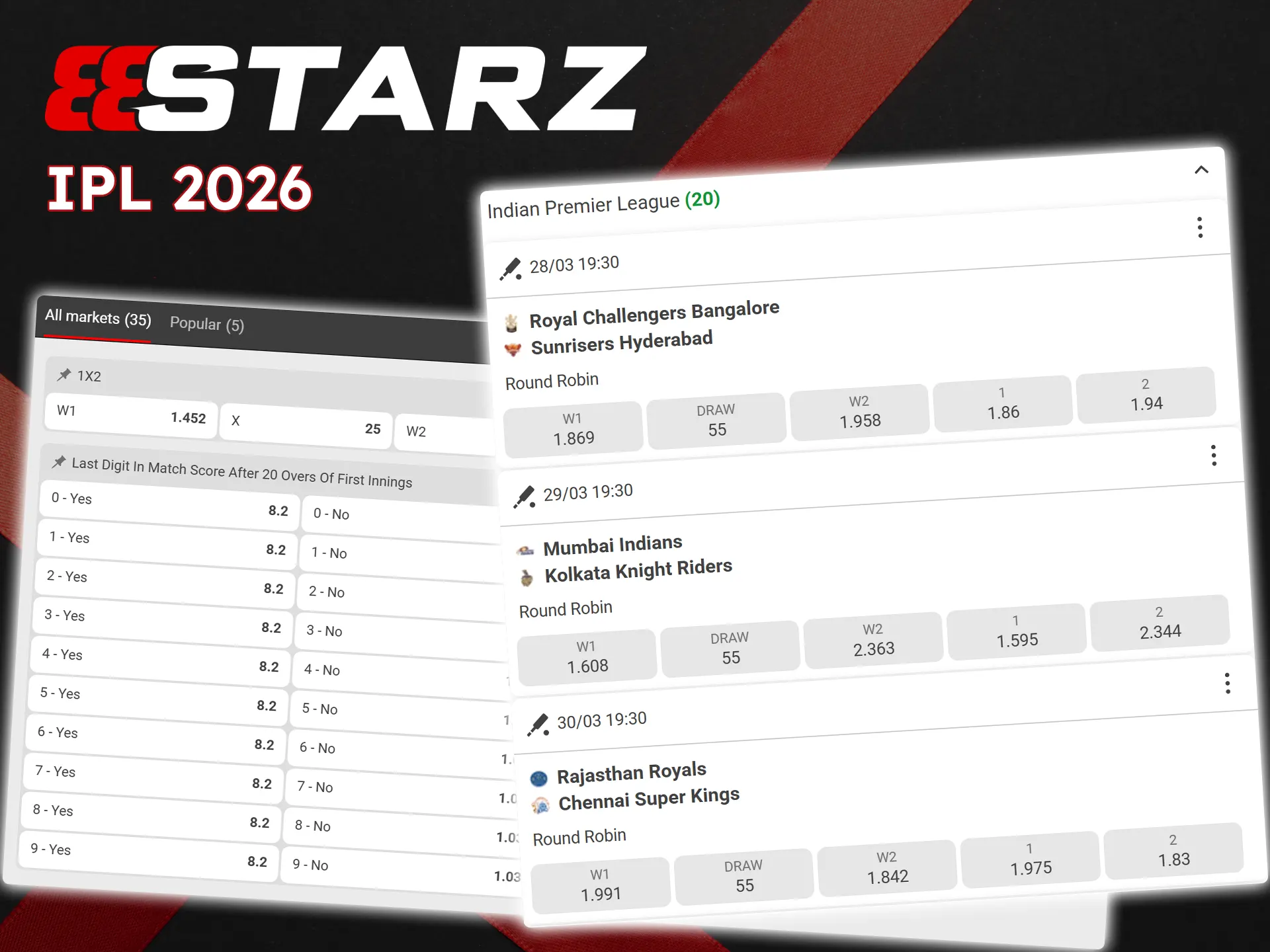 Follow the IPL and bet on matches with the best odds at 888Starz.