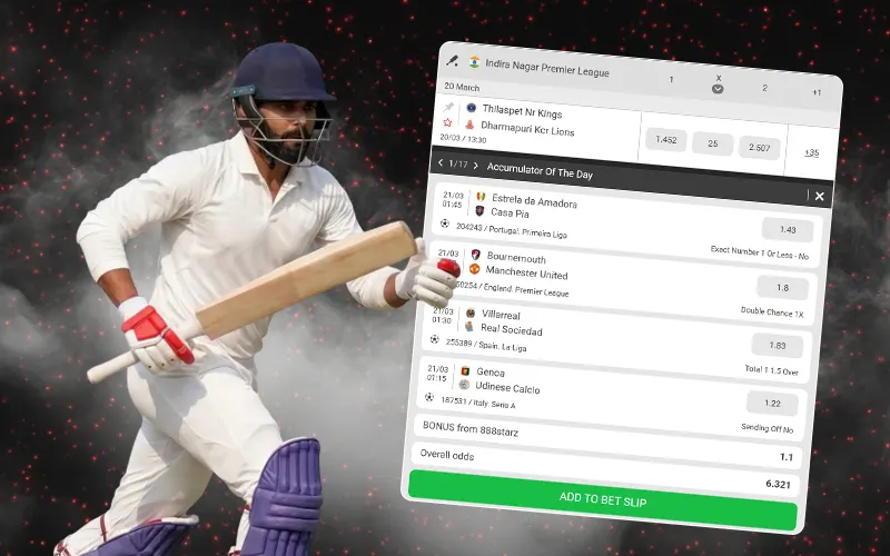 Analyze cricket teams right on the 888Starz website before placing your bet.